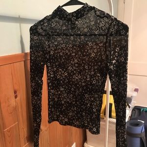 Sheer Floral Mockneck